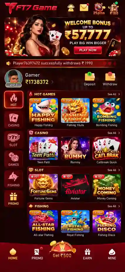 FT7 App mobile game interface