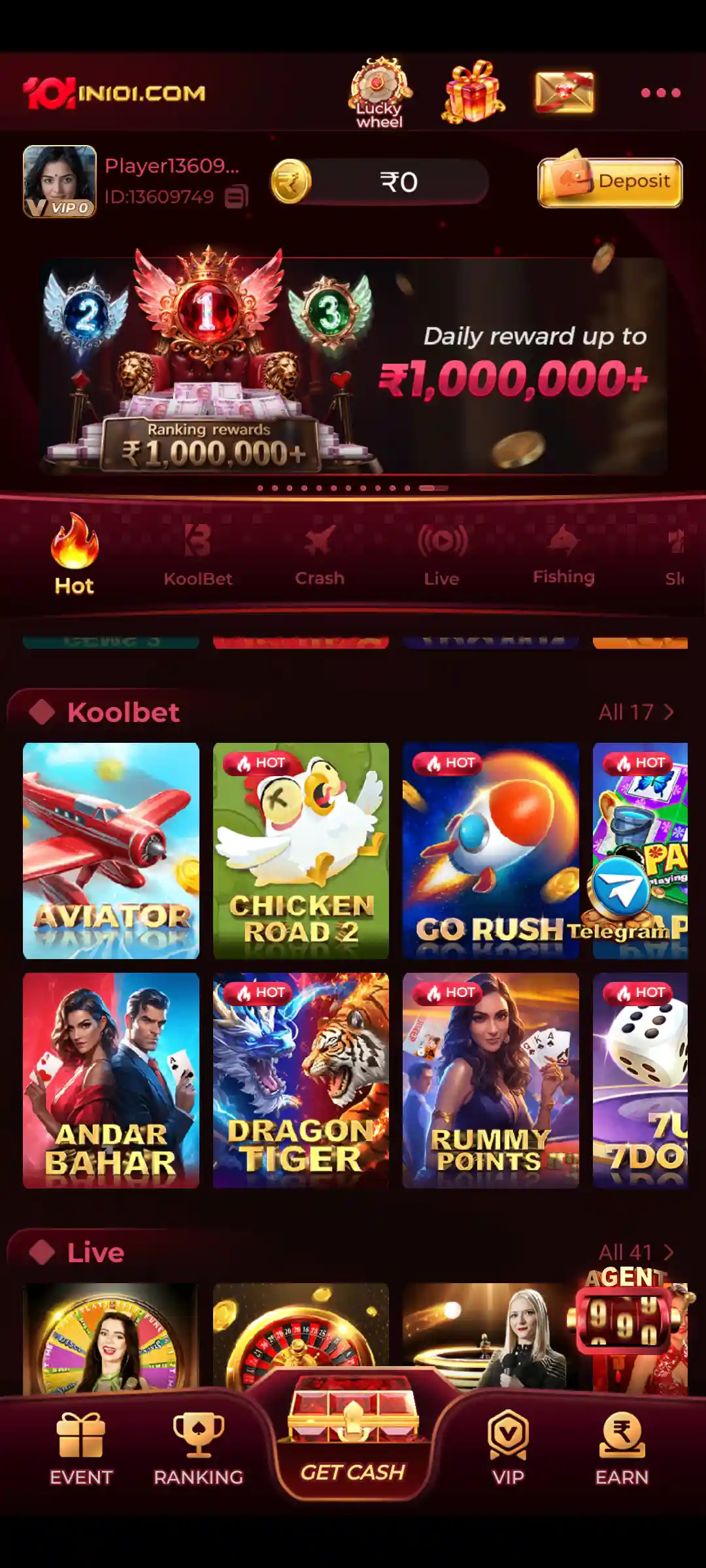 IN101 Game Android account and games interface
