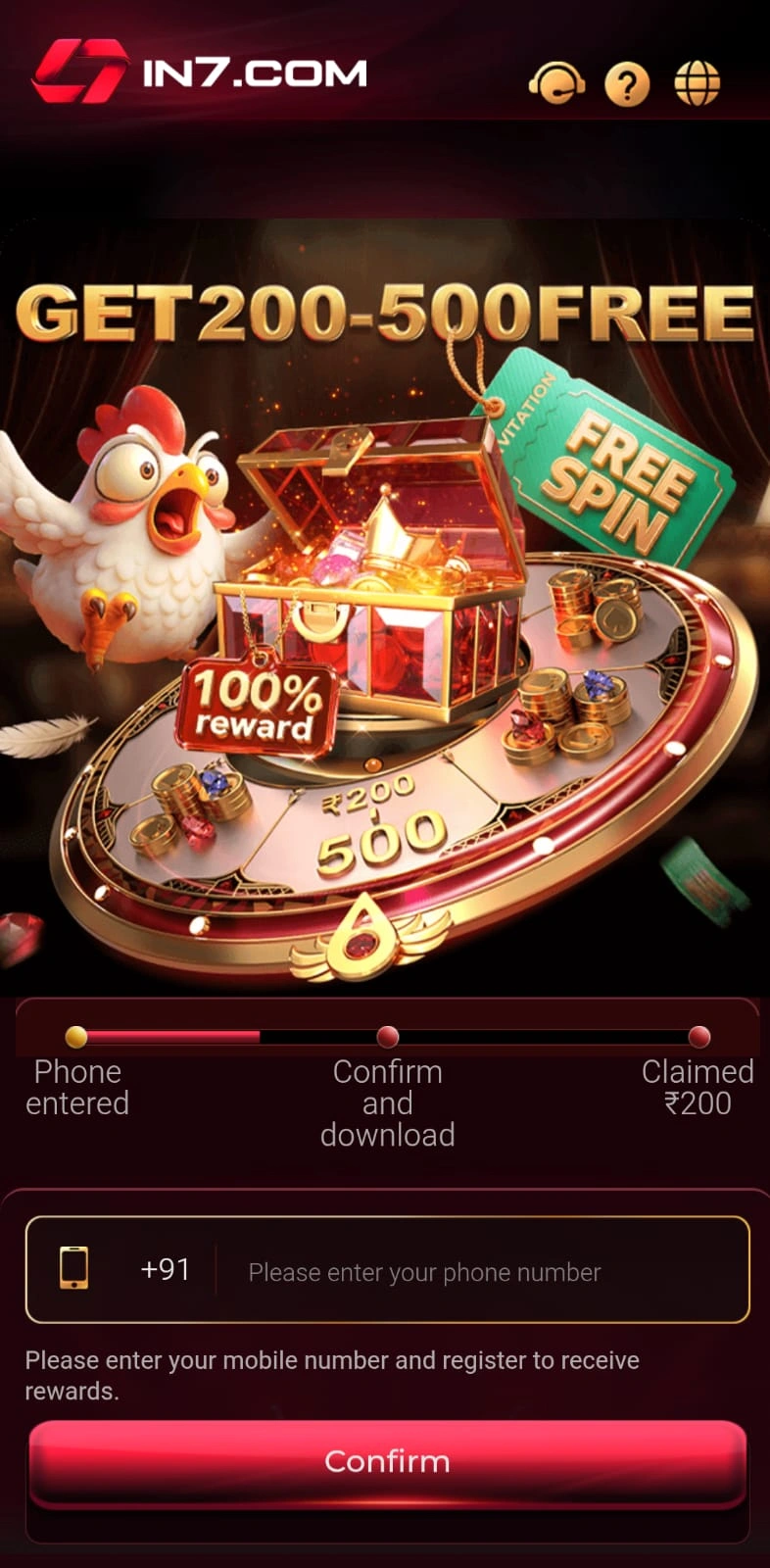 IN7 Game mobile app and featured games