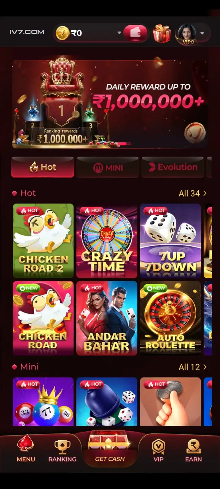 Dhan7 Game mobile app and featured games