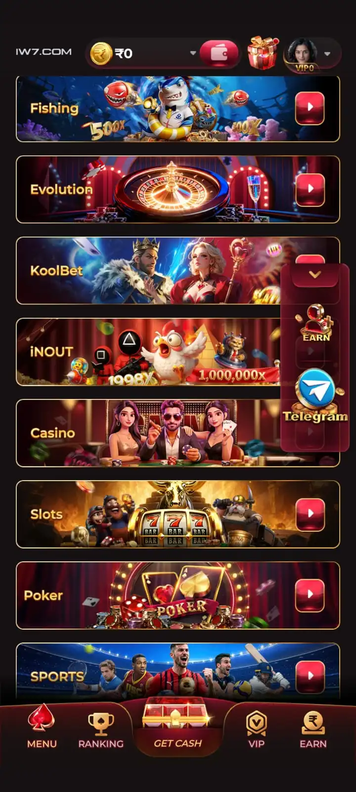 Dhan7 Game popular games and rewards interface